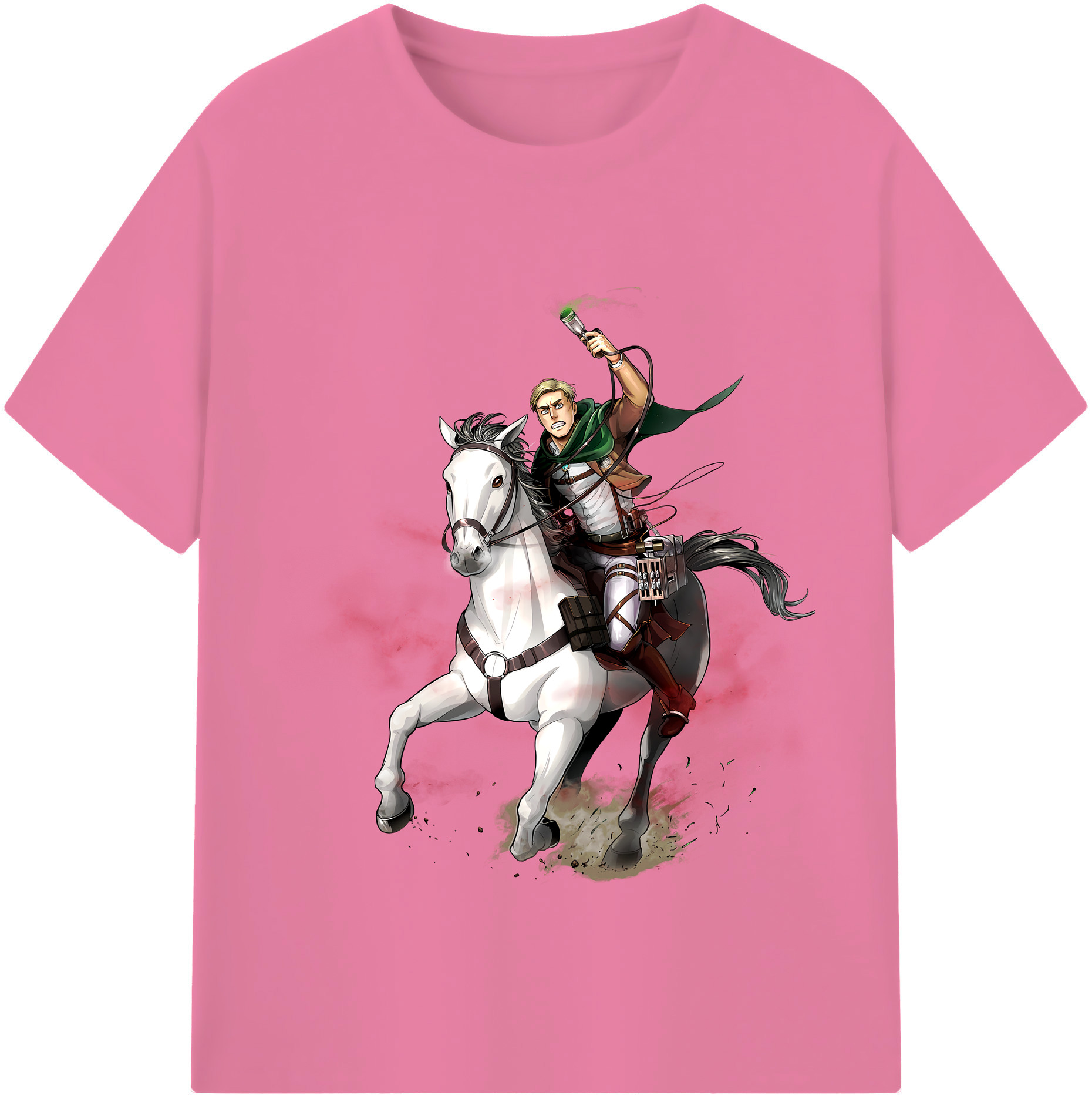（画像用） 進撃の巨人 エルヴィン・スミス Attack on Titan Erwin Smith 綿100％半袖Tシャツ（フロントプリント）